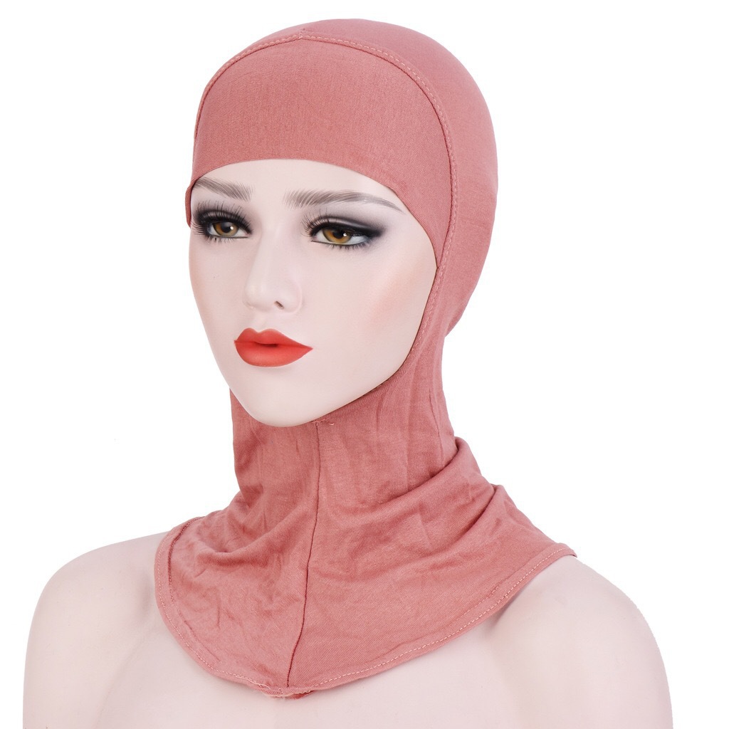 Women Muslim monochrome modal hooded hat ladies hijab mercerized cotton bottoming hat headscarf hat