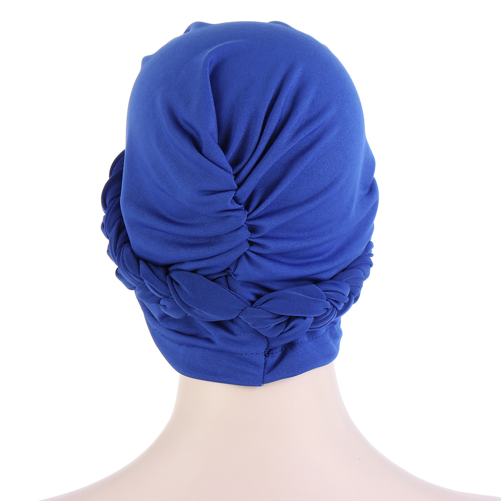 Women Muslim milk silk square hat braided hat European and American fashion multicolor turban hat