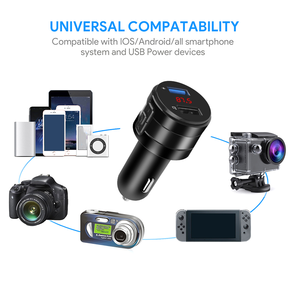 Car Bluetooth FM Transmitter Modulator 3.1A Dual USB Ports Car Charger Adapter MP3 Player Wireless Audio Receiver Handfree Kit