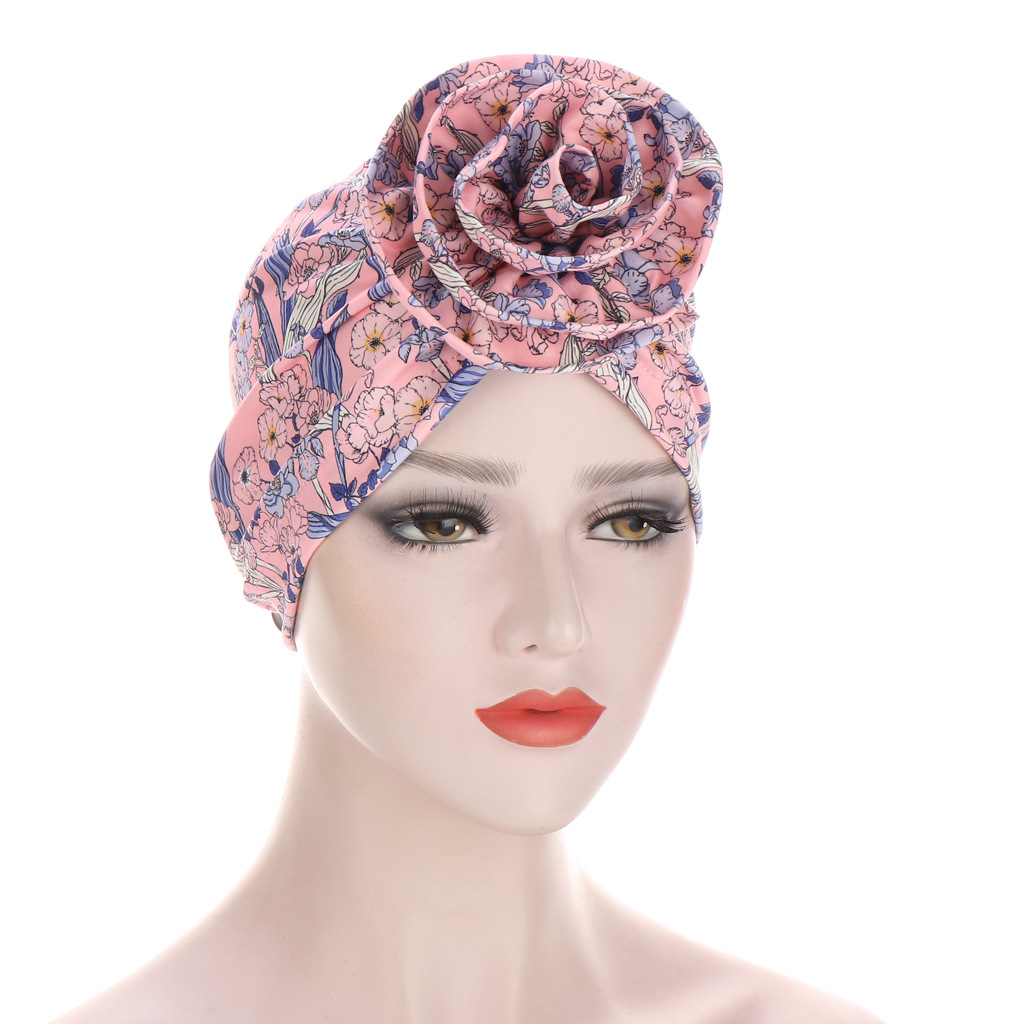 Muslim Flower cloth forehead flower turban hat flower turban hat Muslim can hide hair bag head hat
