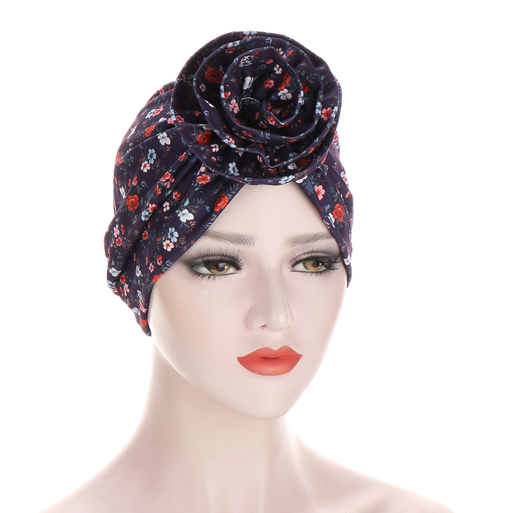 Muslim Flower cloth forehead flower turban hat flower turban hat Muslim can hide hair bag head hat
