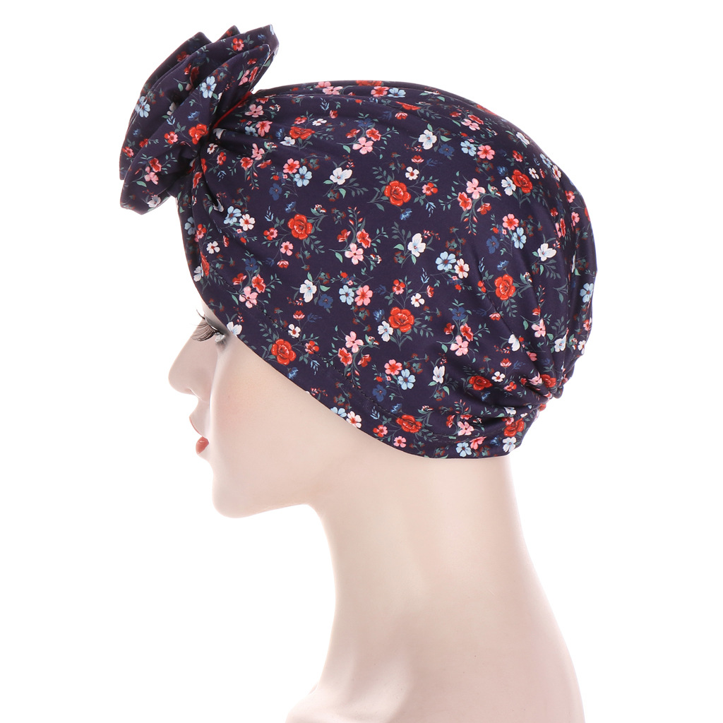 Muslim Flower cloth forehead flower turban hat flower turban hat Muslim can hide hair bag head hat