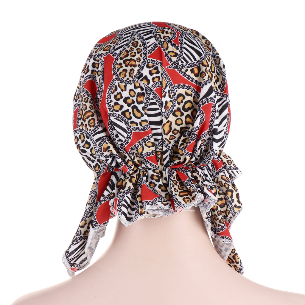 Muslim European and American curved two tail caps Muslim head caps Leopard print caps