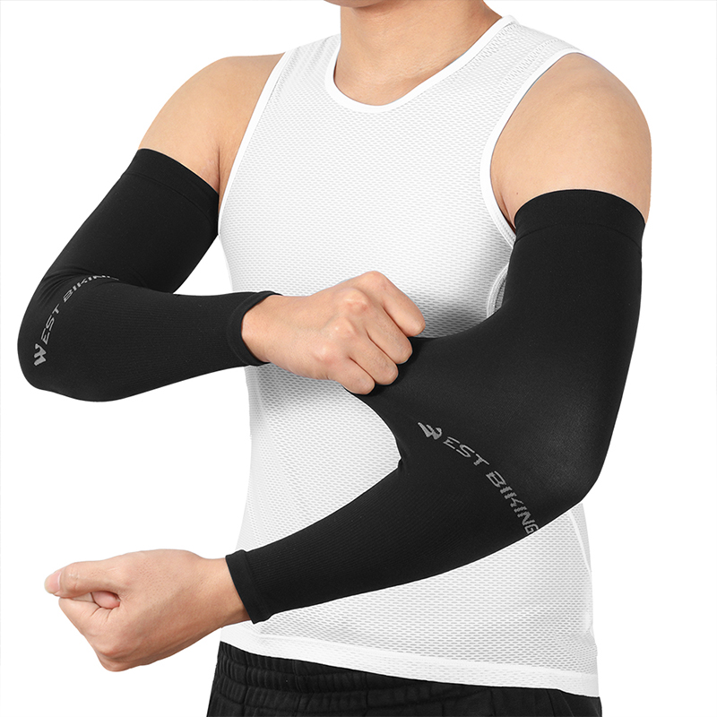 1pair Ice Silk Sport Arm Sleeves Cycling Arm Sleeves Cover UV Protection Outdoor Running Basketball Summer Sunscreen Riding Sleeves