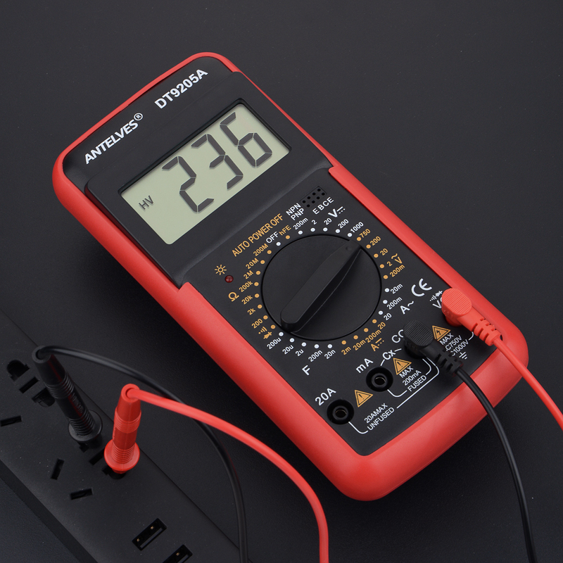 DT9205A DMM Professional Multimeter Digital hFE AC DC Voltage Current 1000V 20A Capacitance Resistance Continuity Diode Tester