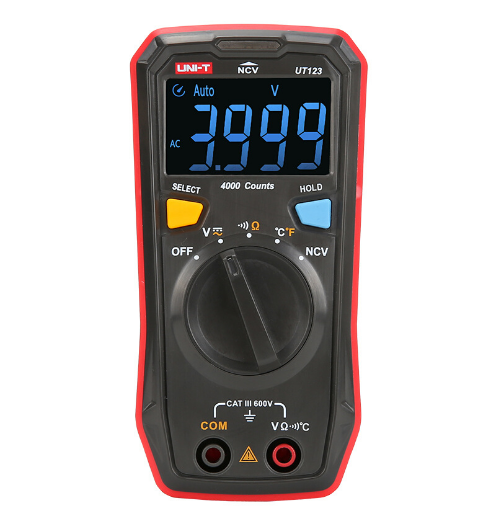 UNI-T UT123 Mini Digital Multimeter AC DC Voltage meter;Resistance Temperatue tester