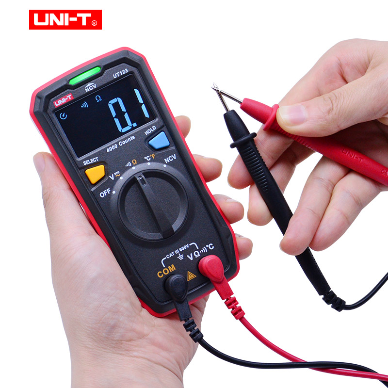 UNI-T UT123 Mini Digital Multimeter AC DC Voltage meter;Resistance Temperatue tester