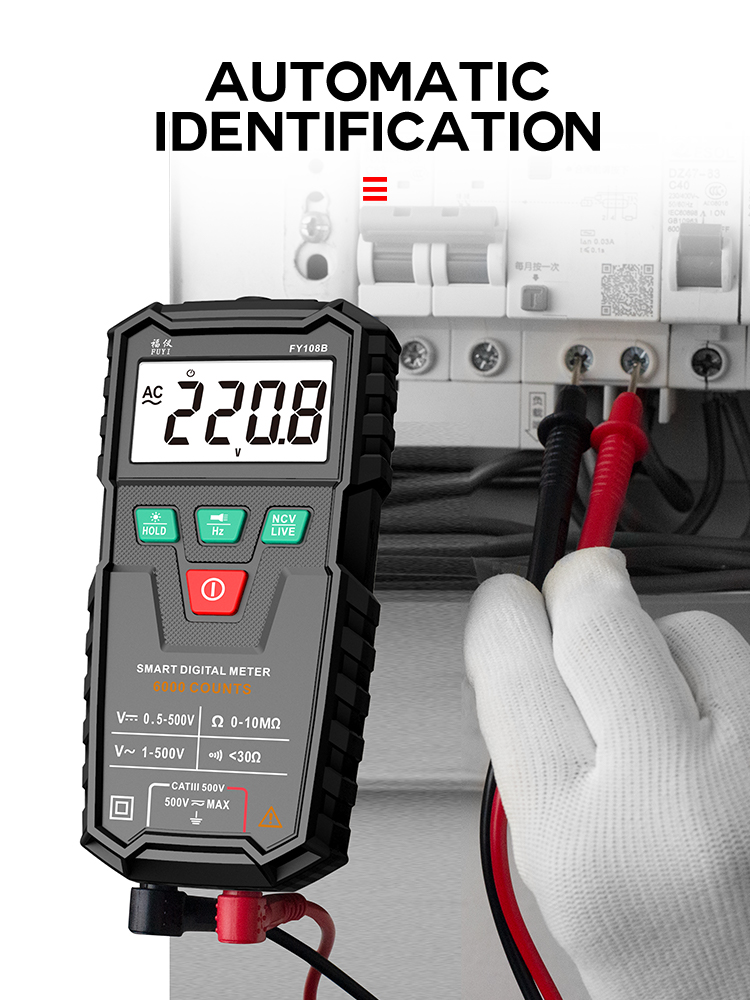 FY108B Mini Intelligent Automatic Multimeter Digital Multimeter 6000Analog Tester True RMS High Precision NCV Tester