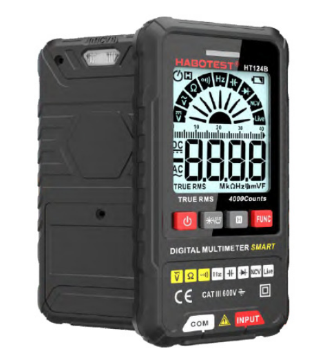 HT124B Digital Multimeter Professional Smart Multimeter AC DC Voltage Current TRMS Capacitance HZ REL OHM MultiTester DMM Meter