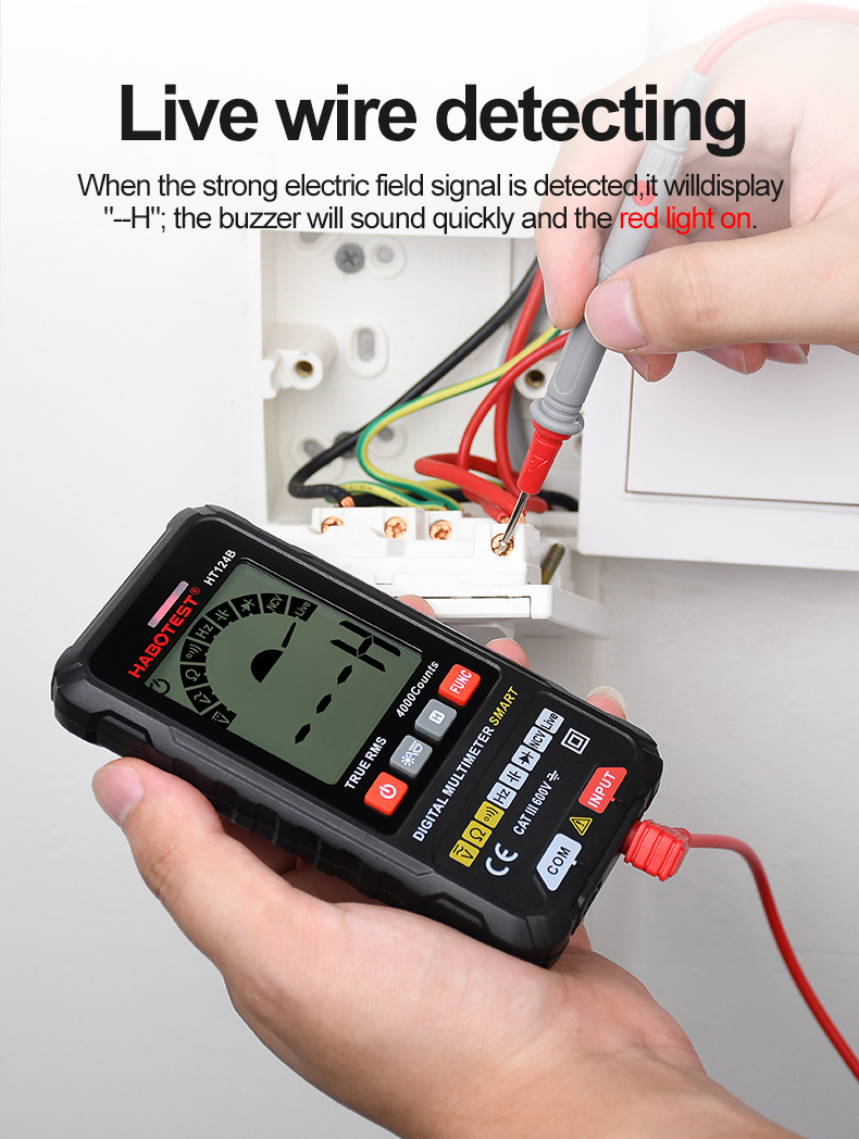 HT124B Digital Multimeter Professional Smart Multimeter AC DC Voltage Current TRMS Capacitance HZ REL OHM MultiTester DMM Meter