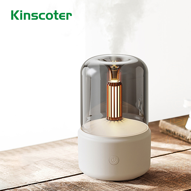 Candlelight Aroma Diffuser Portable 120ml Electric USB Air Humidifier Cool Mist Maker Fogger 8-12 Hours with LED Night Light