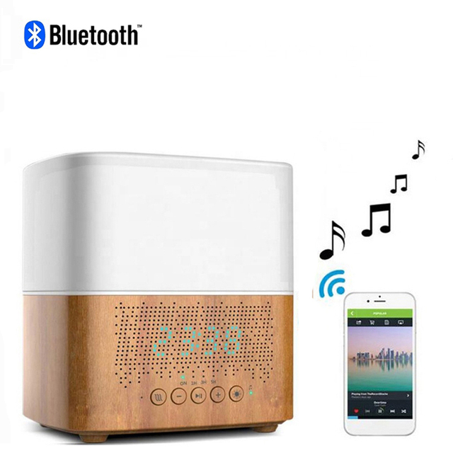 Bluetooth Clock Humidifier Air Aromatherapy Smart Wood Grain Aroma Diffuser Purifier Home Essential Oil Fragrance Machine