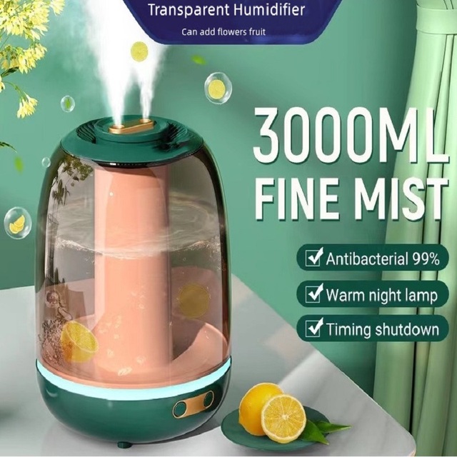 3L Transparent Air Humidifier USB Aroma Diffuser Home Office Moisturing Ultrasonic Air Humidifier Humidicators