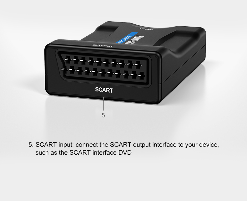 1080P HDMI to SCART Video Audio Upscale Converter AV Signal Adapter HD Receiver with USB Cable for Smartphone HD TV DVD