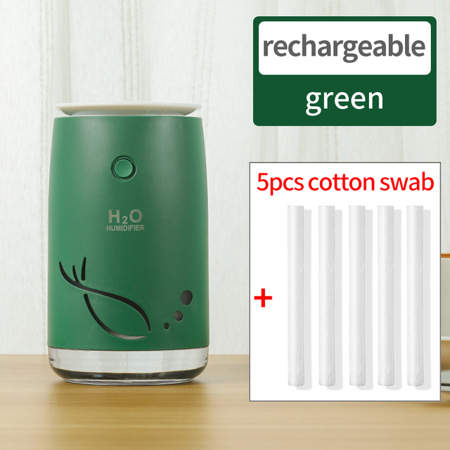Rechargeable Mini Electrical Air Humidifier Fish Colorful LED Light Atmosphere Lamp for Home Car Office Mist Maker Fogger