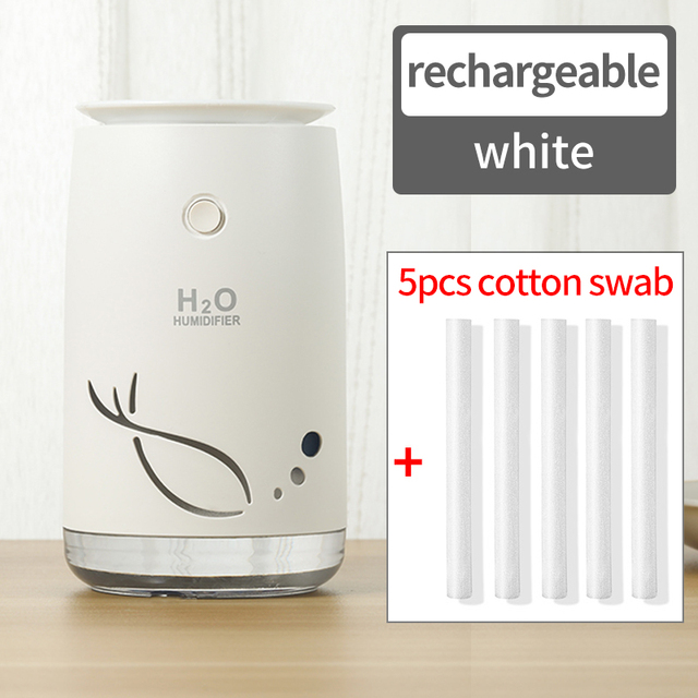 Rechargeable Mini Electrical Air Humidifier Fish Colorful LED Light Atmosphere Lamp for Home Car Office Mist Maker Fogger