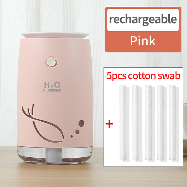 Rechargeable Mini Electrical Air Humidifier Fish Colorful LED Light Atmosphere Lamp for Home Car Office Mist Maker Fogger
