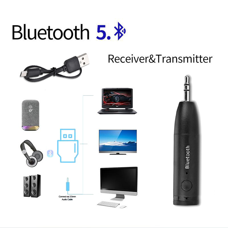 Wireless Bluetooth 5.0 Car AUX Audio Receiver Adapter 3.5mm Jack Handsfree Stereo Transmitter Adapter For Car Headphone Speaker