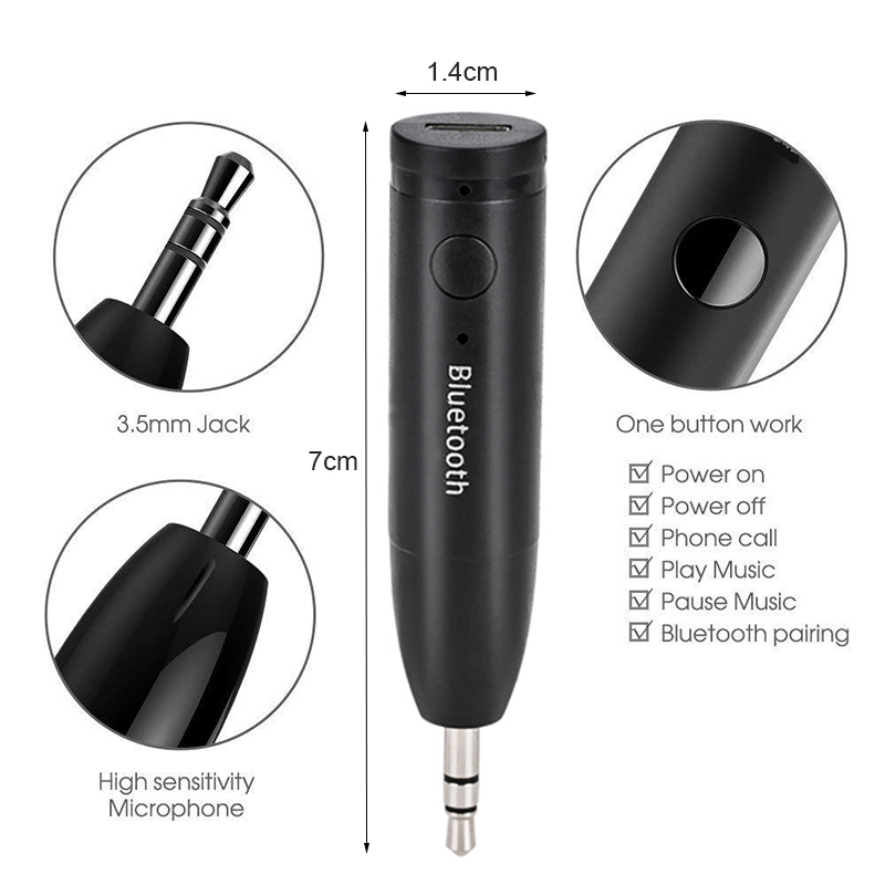 Wireless Bluetooth 5.0 Car AUX Audio Receiver Adapter 3.5mm Jack Handsfree Stereo Transmitter Adapter For Car Headphone Speaker