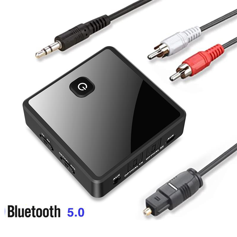 Bluetooth 5.0 Transmitter Receiver Wireless Adapter Low Latency 3.5mm AUX Jack Optical SPDIF Audio Adapter For PC TV Car Speaker