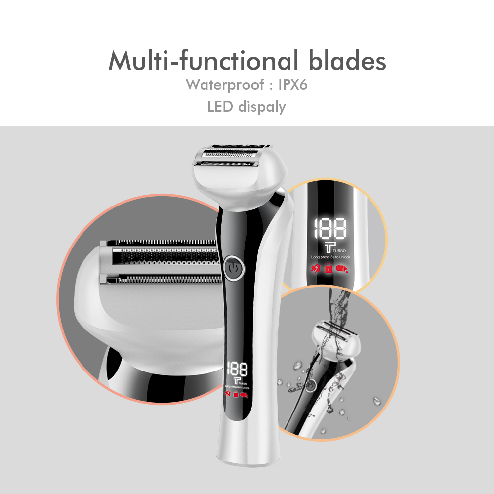 LED Lady's Shaver Set Multi-functional Blade Head USB Recharging Hair Removal for Summer Leg Arm