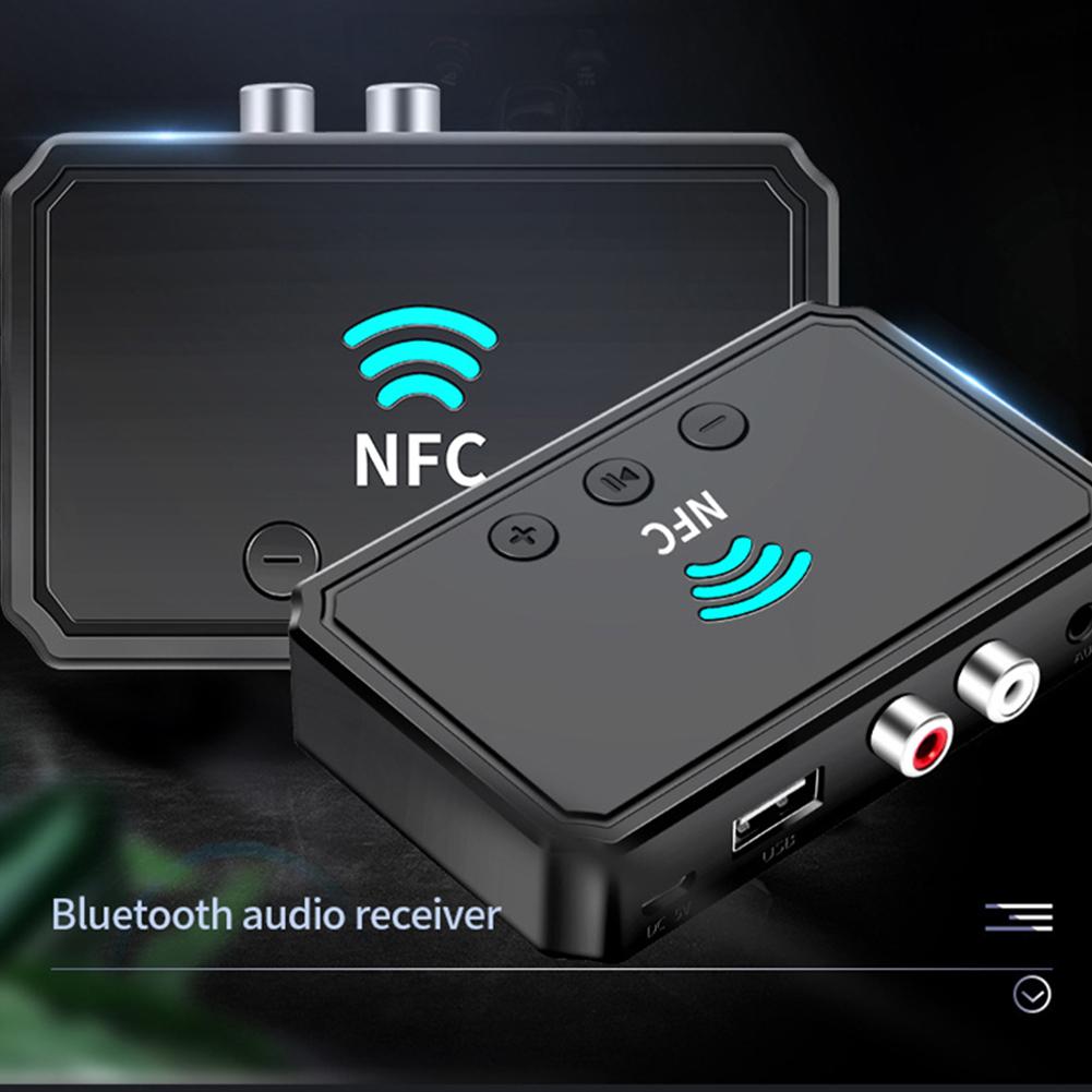 NFC Bluetooth-compatible Wireless Audio Receiver Music Adapter with 3.5mm Aux Cable For Headphones Speakers Home Stereo System