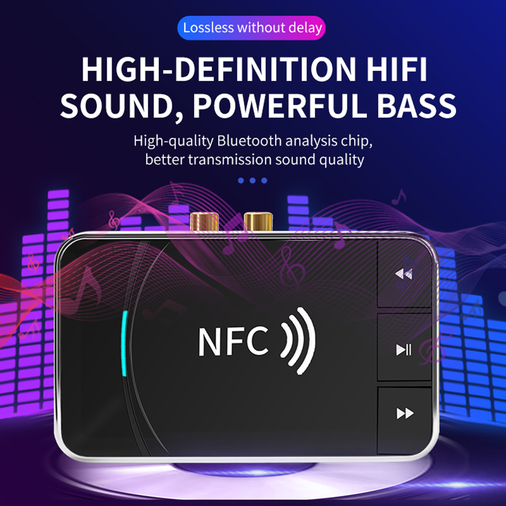 NFC Bluetooth5.0 Audio Transmitter Receiver RCA 3.5mm AUX Jack USB Dongle Music Wireless Adapter For Car PC TV Headphones