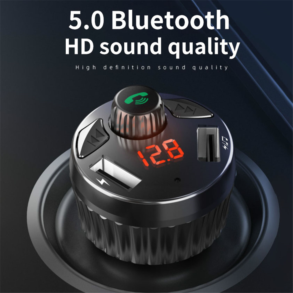 12V/24V Voltage Detection FM Transmitter 5V 3.1A Bluetooth 5.0 Handsfree MP3 Audio Music Player Radio Modulator Car