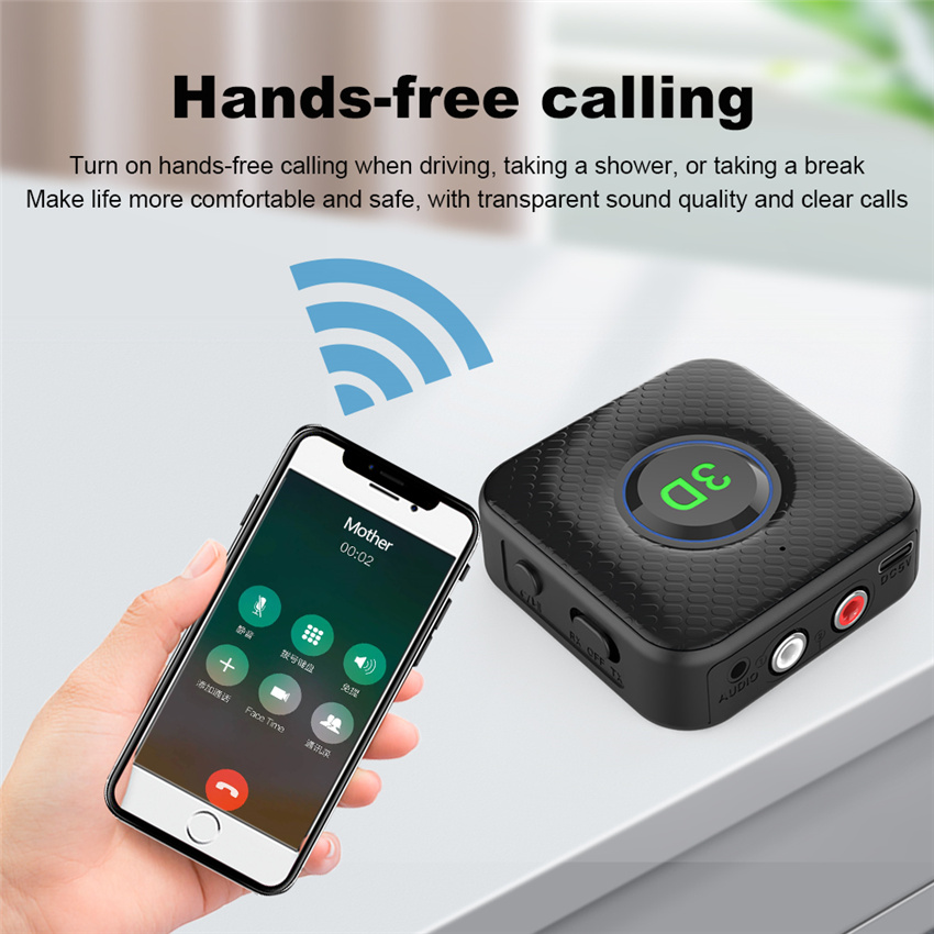 Bluetooth 5.0 Audio Transmitter Receiver 3D Stereo Music 3.5mm Jack RCA AUX Handsfree Call Wireless Adapter Dongle for TV PC Car
