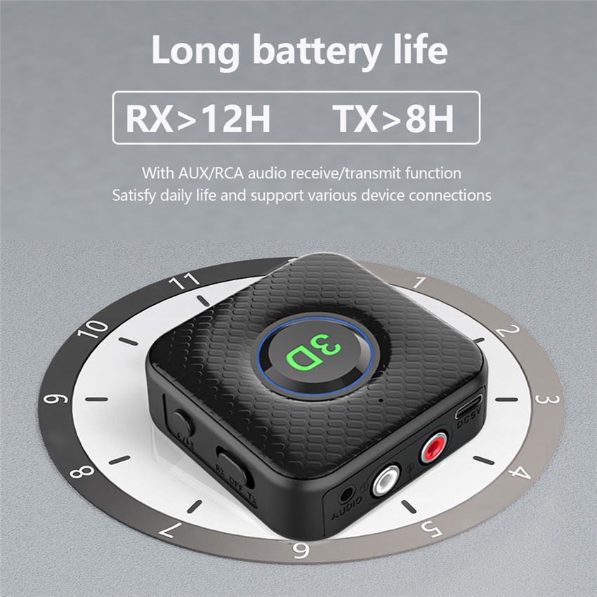 Bluetooth 5.0 Audio Transmitter Receiver 3D Stereo Music 3.5mm Jack RCA AUX Handsfree Call Wireless Adapter Dongle for TV PC Car
