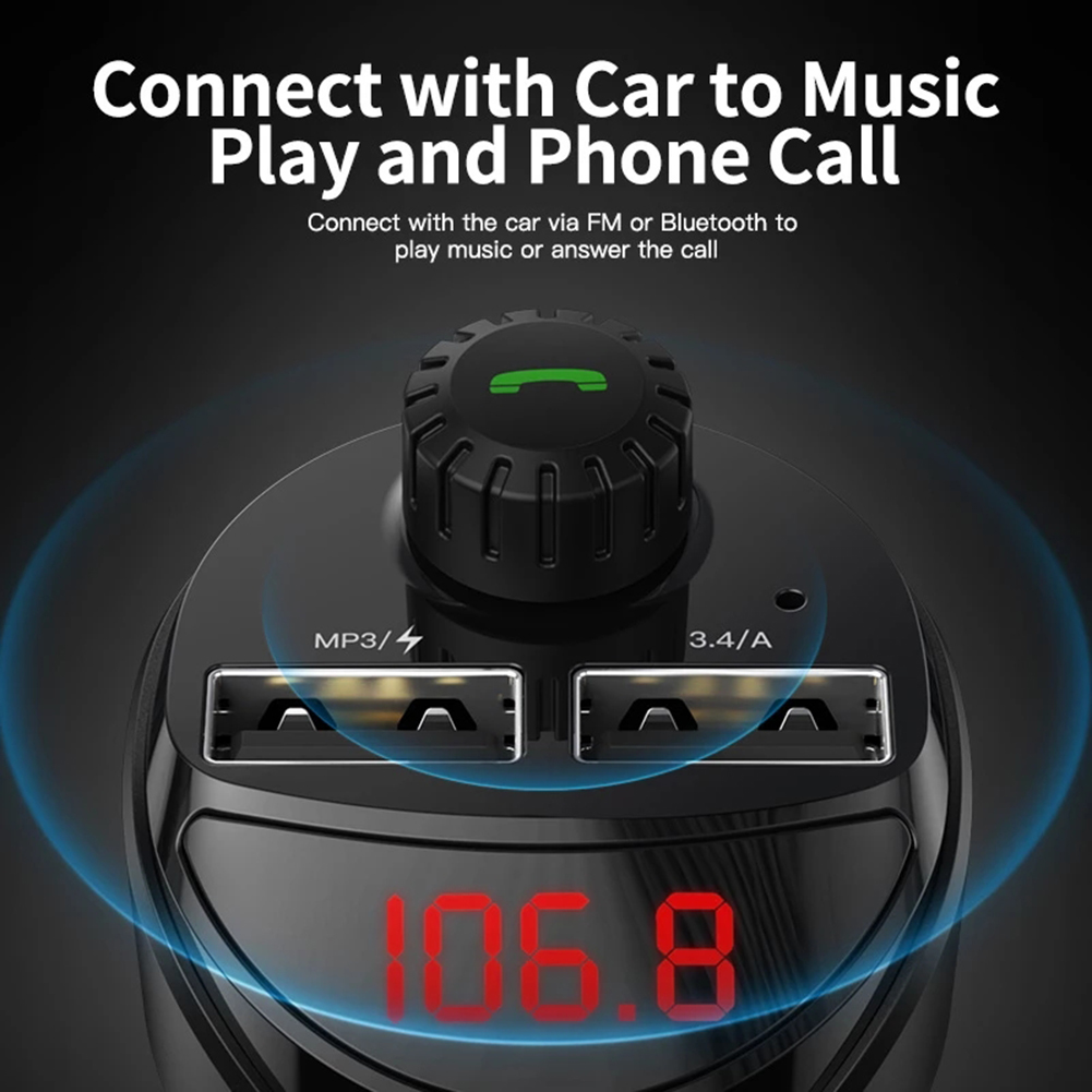 NEW Car Charger 4.2 FM Transmitter Bluetooth Car Audio MP3 Player TF Card Car Kit 3.4A Dual USB Car Phone Charger