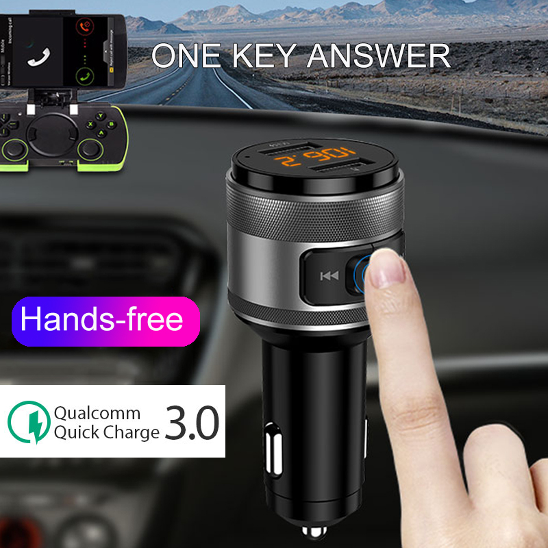 Bluetooth 5.0 FM transmitter Wireless Hands-free Car Kit FM Modulator Quick Charge 3.0 USB Flash Drive MP3 Player