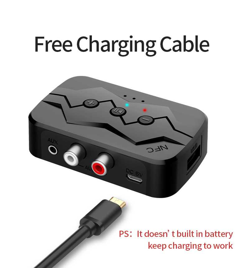 Bluetooth 5.0 Transmitter Receiver NFC RCA 3.5mm AUX Wireless Audio Adapter Handsfree For Car TV PC Speakers Headphone