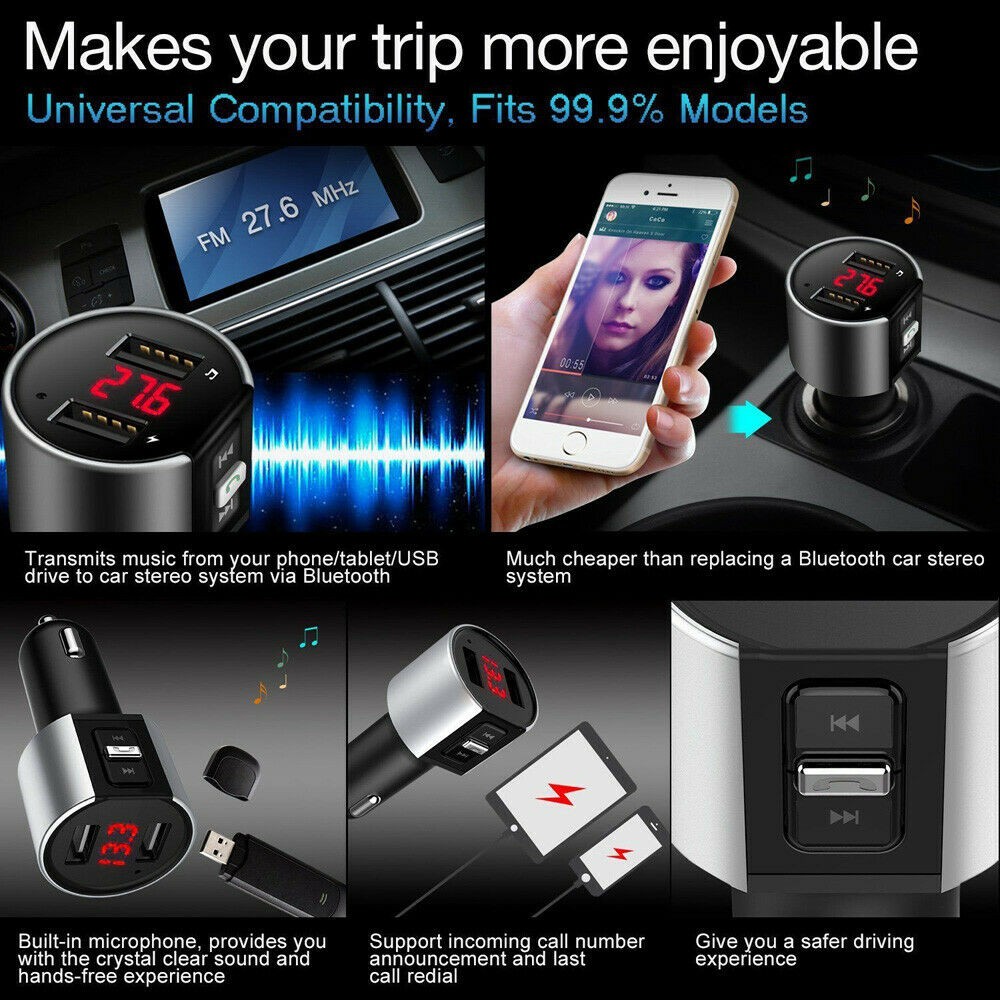 Best Price For Bluetooth Fm Transmitter Wireless Handsfree Audio Receiver Car Mp Music