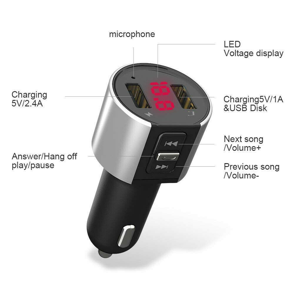 Best Price For Bluetooth Fm Transmitter Wireless Handsfree Audio Receiver Car Mp Music