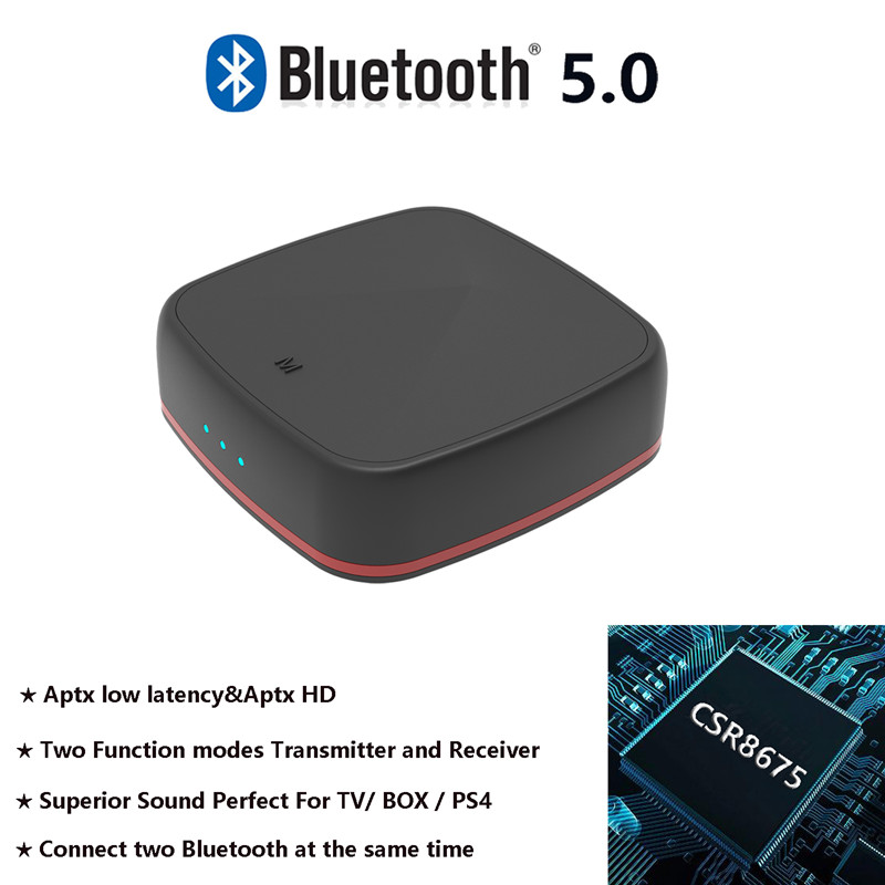 Bluetooth 5.0 Audio Transmitter Receiver Aptx HD/LL Low Latency Wireless Adapter  3.5MM AUX RCA SPDIF For TV PC