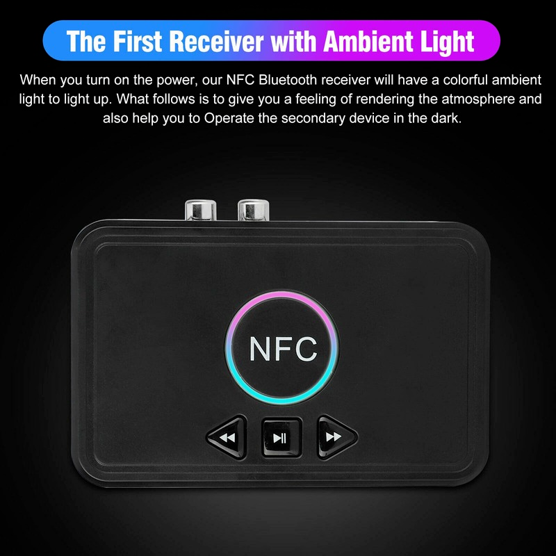 Wireless NFC Bluetooth Receiver BT5.0 Audio Transmitter 3.5mm Jack AUX 2 RCA Stereo Adapter Suitable For Speaker Headset Car