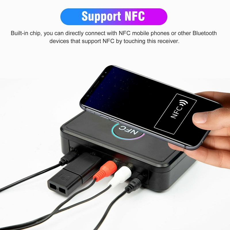 Wireless NFC Bluetooth Receiver BT5.0 Audio Transmitter 3.5mm Jack AUX 2 RCA Stereo Adapter Suitable For Speaker Headset Car