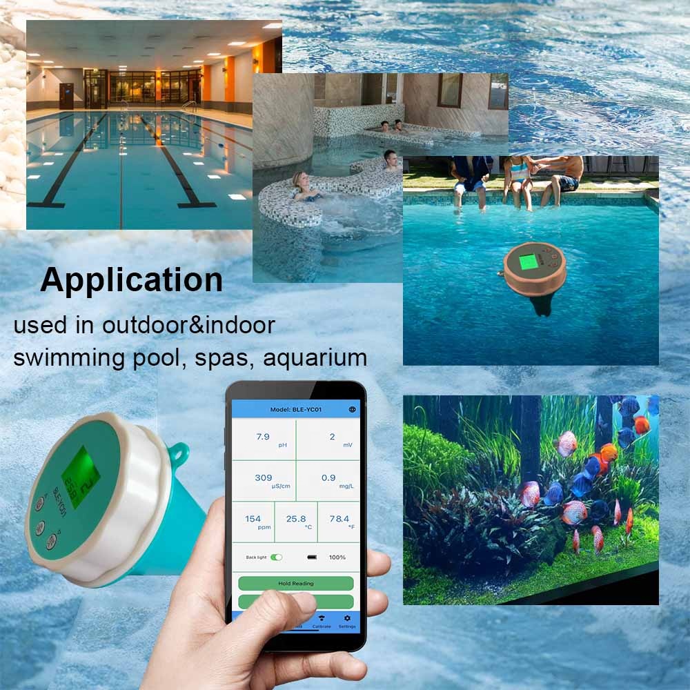Floating Smart Swimming Pool Water Analyzer 6 in 1 PH Chlorine EC TDS ORP TEMP Tester for Spa Pool Water with Bluetooth App