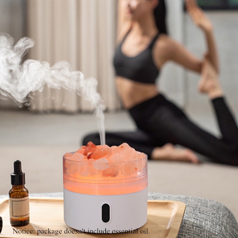 2022 Crystal Salt Stone Air Humidifier Diffuser with Romantic Light USB Powered Essential Oil Aroma Diffuser Humidifier for Home