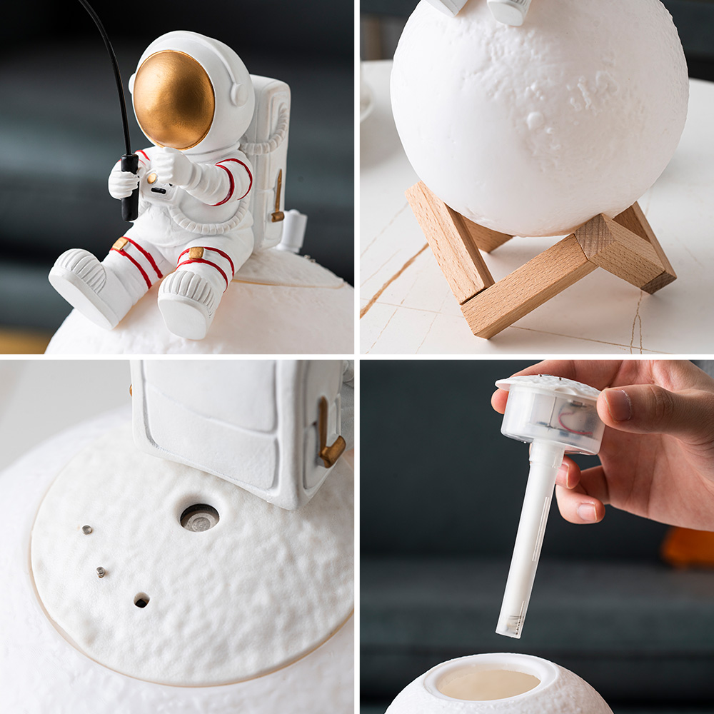 Modern Home Resin Decor Astronaut Fishing Stars Night Light Humidifier Aroma Diffuser Cold Fog Machine Creative Desktop Ornament