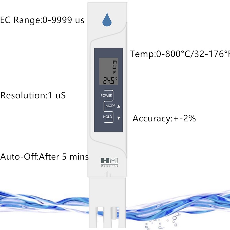 2 In 1 HM EC Meter Temperature Tester  Conductivity Meters Water Quality Test Device EC Tester for Pool