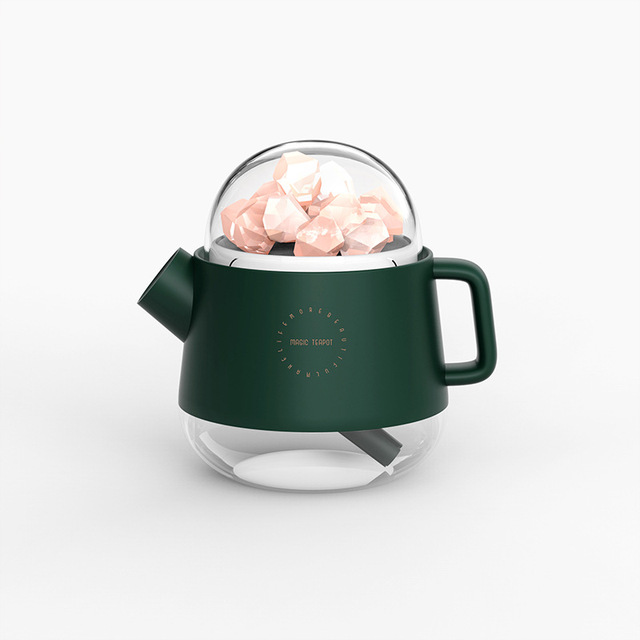 Crystal Essential Oil Diffuser Himalayan Salt Lamp USB Wireless Humidifier Changing Lights Kettle Shape for Home Bedroom Desk