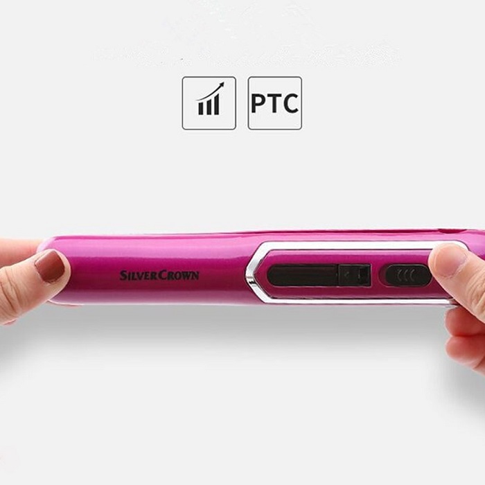 Auto Rotating Ceramic Hair Curler wireless USB charging hair straightener mini electric curl straight dual use（No charging base）