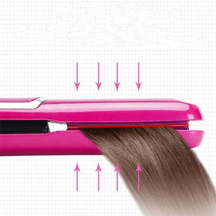 Auto Rotating Ceramic Hair Curler wireless USB charging hair straightener mini electric curl straight dual use（No charging base）