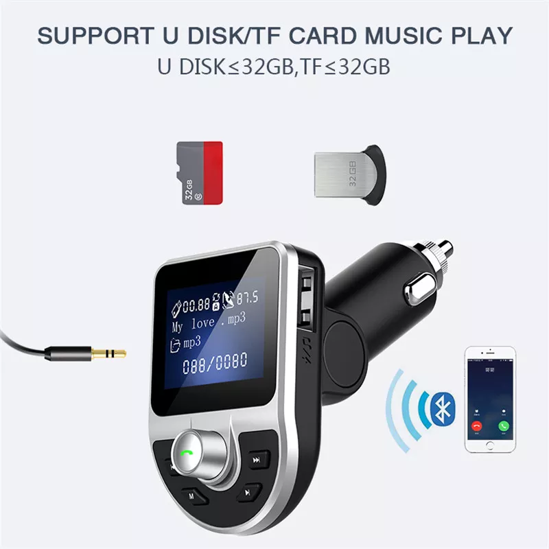 FM Transmitter Bluetooth 5.0 Car Mp3 Player U Disk Car Hands-free USB Phone Charger Car Cigarette Lighter Car Accessories