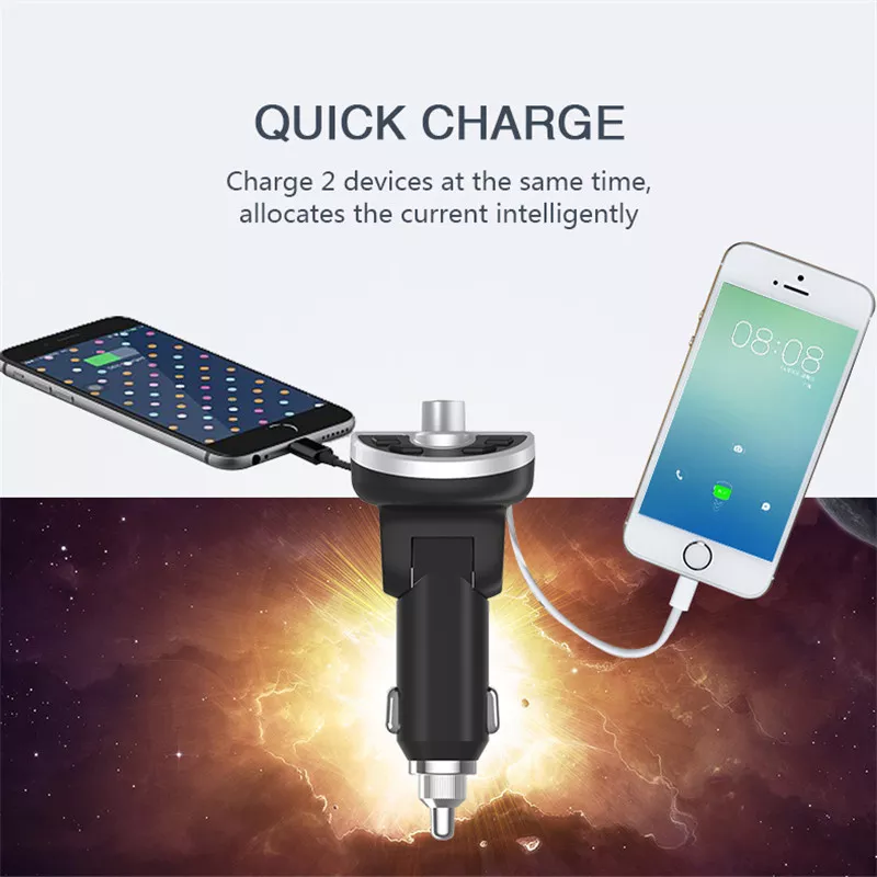 FM Transmitter Bluetooth 5.0 Car Mp3 Player U Disk Car Hands-free USB Phone Charger Car Cigarette Lighter Car Accessories