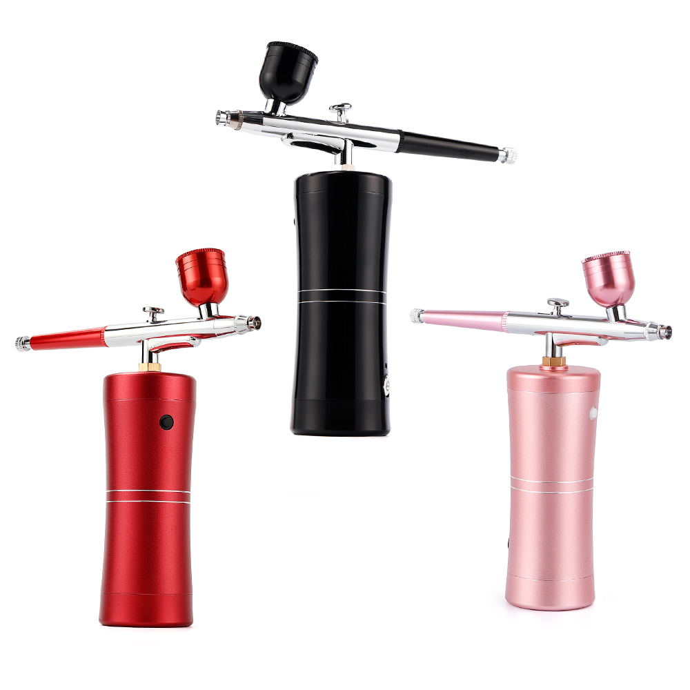 Oxygen Injector Mini Air Compressor Kit Air-Brush Paint Spray Gun Airbrush For Nail Art Tattoo Craft Cake Nano Fog Mist Sprayer