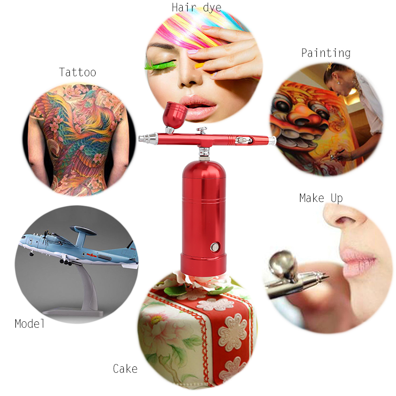 Wireless Air Compressor Portable Airbrush 0.3&0.2&0.5mm Spary gun Make up Art Body Cake Model Car Water Filling Sprayer