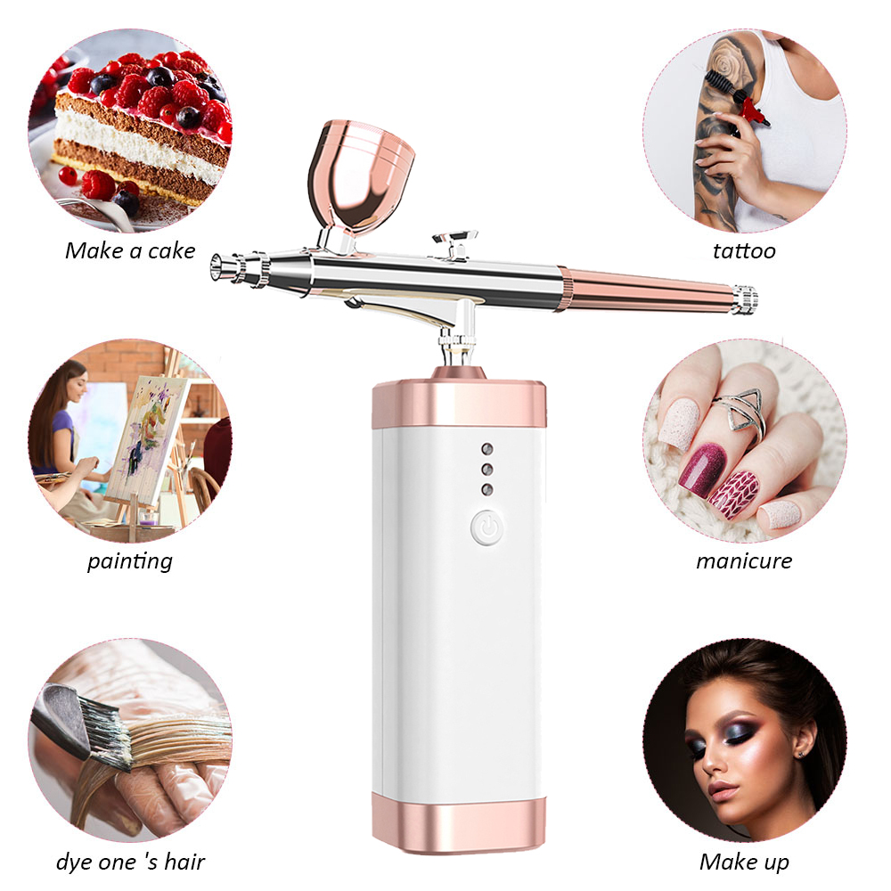 Oxygen Injector Machine Air Compressor Air-Brush Paint Spray Gun Airbrush For Nail Art Tattoo Craft Cake Nano Fog Mist Sprayer